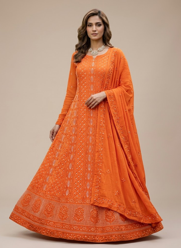 Orange Pearl Chikankari Viscose Suit Set – Gleemium Fashion Australia