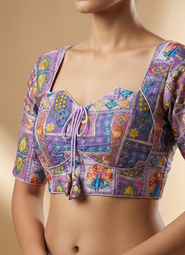 Pure Crepe Blouse with Elbow Sleeves & Back Dori Australia