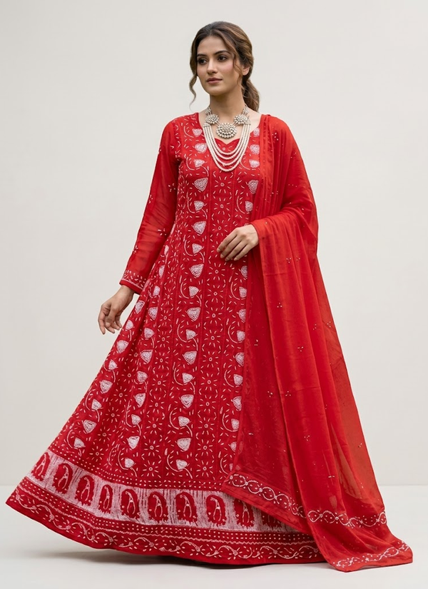 Red Premium Pearl Chikankari Viscose Suit – Gleemium Fashion Australia