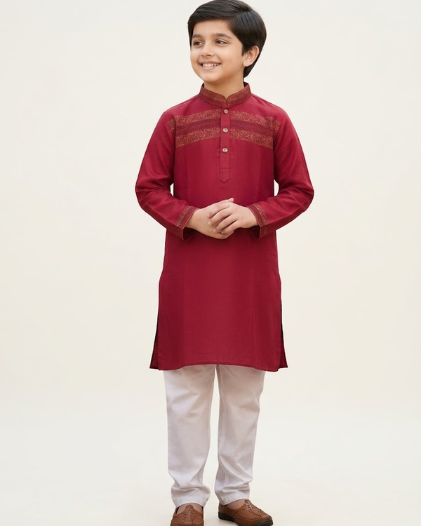 White kids kurta – front view | Gleemium Fashion Australia