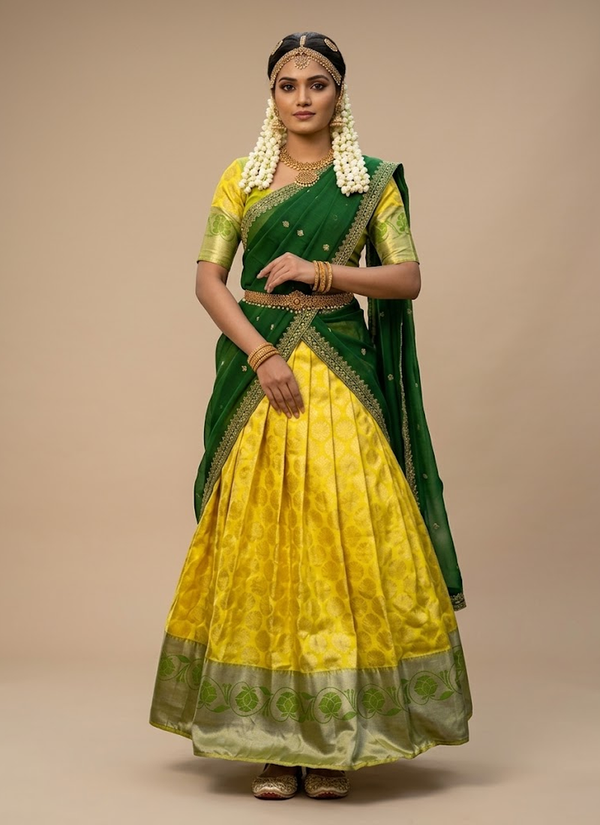 South-Style Kanjivaram Silk Lehenga | Luxury Indian Wedding Lehenga Online Australia