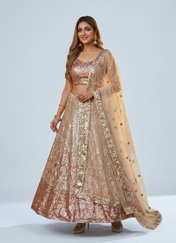 Designer Butterfly Net Lehenga – Dual Sequins Work with Blouse & Dupatta, Bollywood designer lehenga Australia