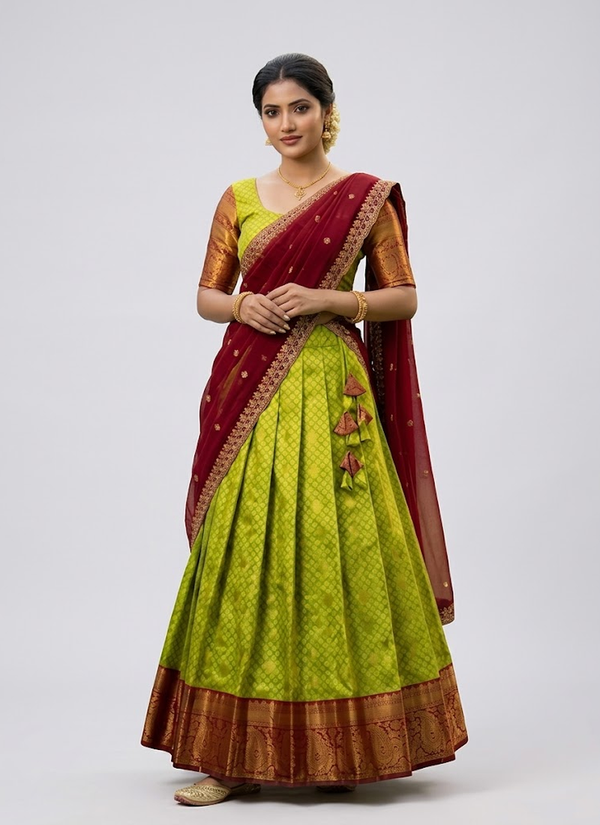 South-Style Kanjivaram Silk Lehenga | Traditional Indian Silk Lehenga for Weddings & Festivals Australia