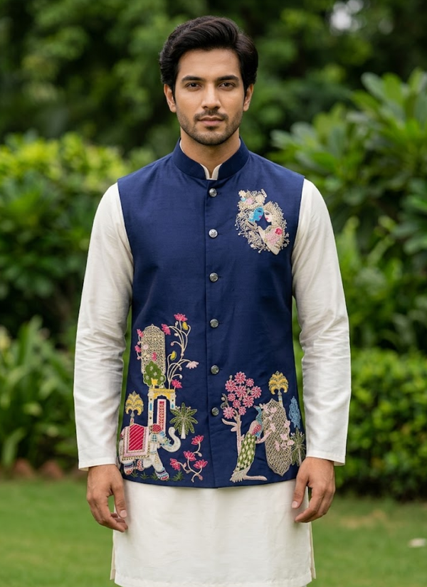 Men’s Malai Satin Koti Set
