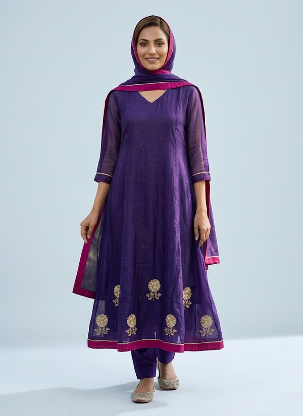 Mul Chanderi Kurta Pant Set | Heavy Work Indian Traditional Dress Online Shop Australia