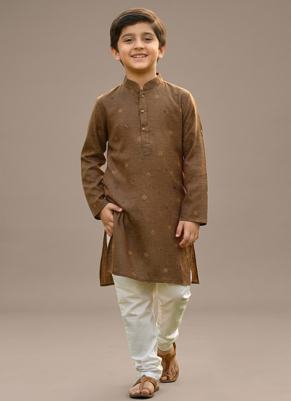 White kids kurta – front view | Gleemium Fashion Australia
