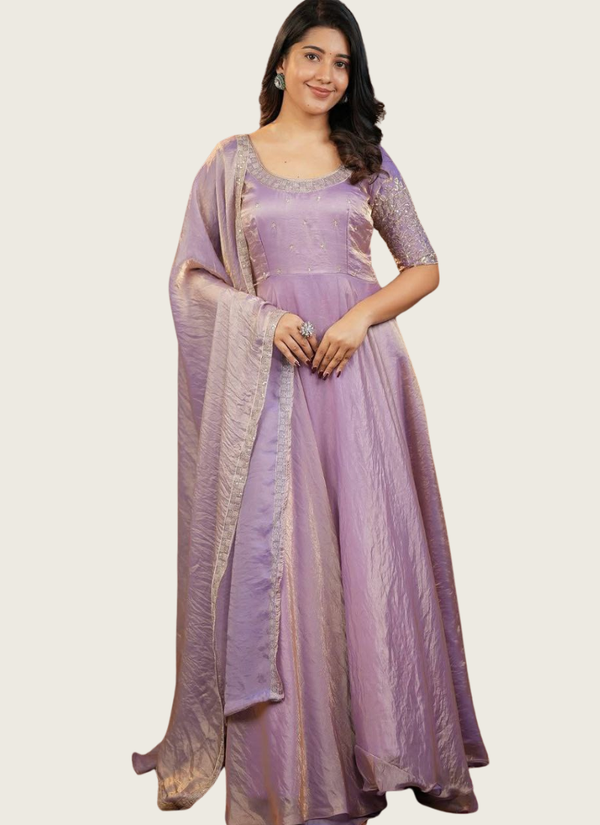 Crunchy Silk Anarkali Dress with Embroidery & Dupatta (Sizes S–XXXL) Australia