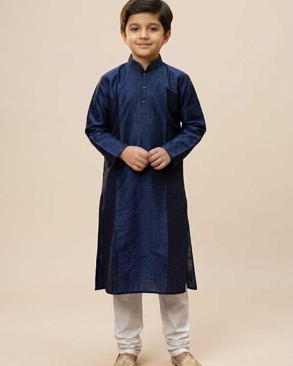 Navy Blue kids kurta – front view | Gleemium Fashion Australia