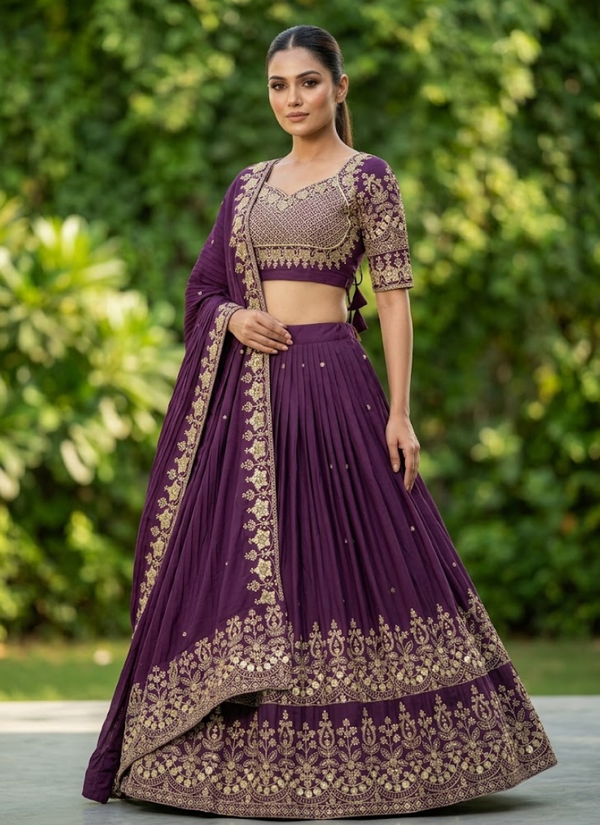 Designer Chinon Embroidery Lehenga Set, Luxury lehenga collection Australia