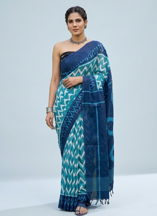 Pure Cotton Mulmul Saree with Blouse | Indian Traditional Wear Online Australia