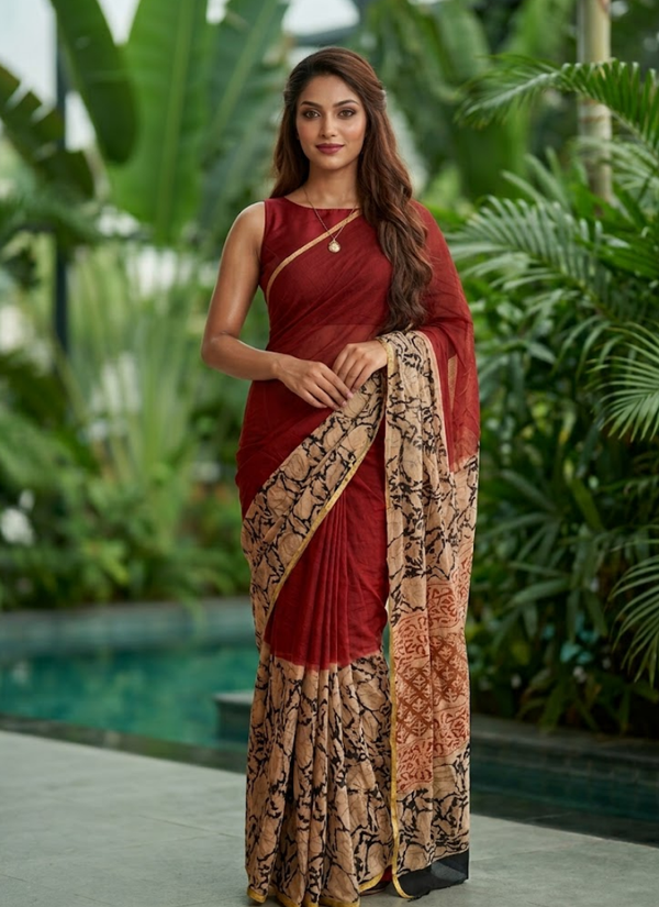Vegetable Chiffon Saree – Floral Print with Blouse Piece, bridal designer sarees Australia