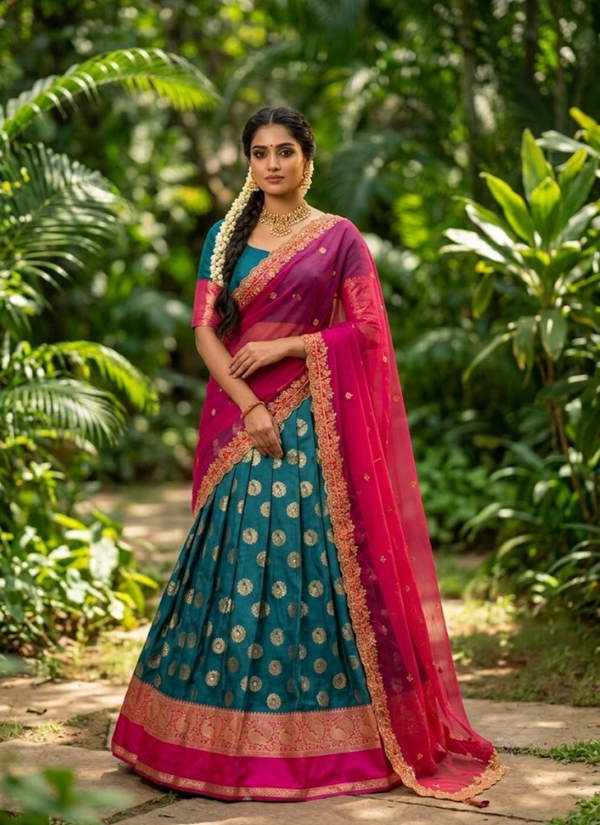 South-Style Kanjivaram Silk Lehenga Designer Indian Ethnic Wear Australia