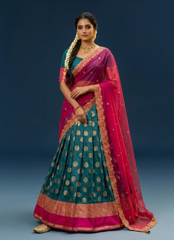 South-Style Kanjivaram Silk Lehenga Designer Indian Ethnic Wear Australia