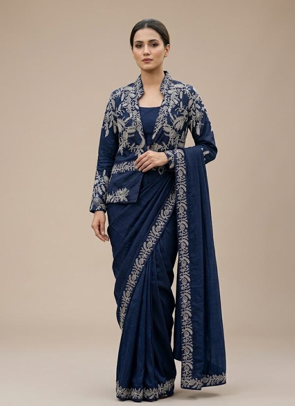 Heavy Chinon Saree – Embroidery Sequence Work, Ready to Wear,Easy drape sarees Australia