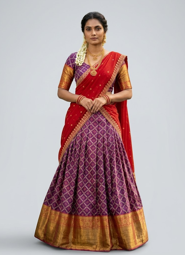 South-Style Kanjivaram Silk Lehenga – Indian Bridal & Traditional Wear Online Australia