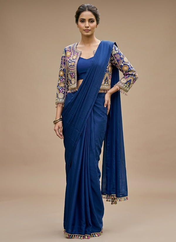 Chinnon Silk Drape Saree – Embroidery Sequence Work, Luxury saree collection Australia
