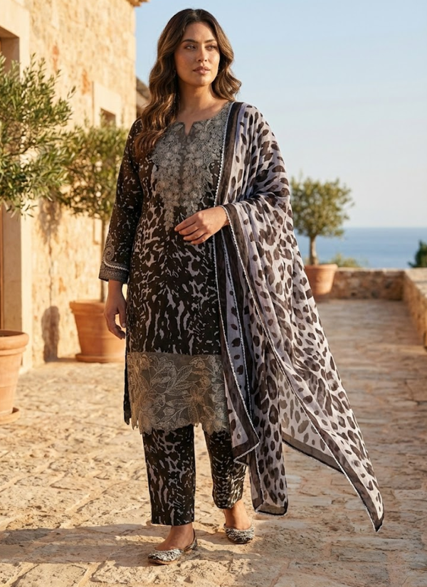 Pakistani Lawn Cotton Salwar Kameez with Chiffon Dupatta Australia