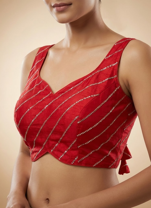 Heavy Vichitra Silk Sleeveless Blouse with Jari Work Australia