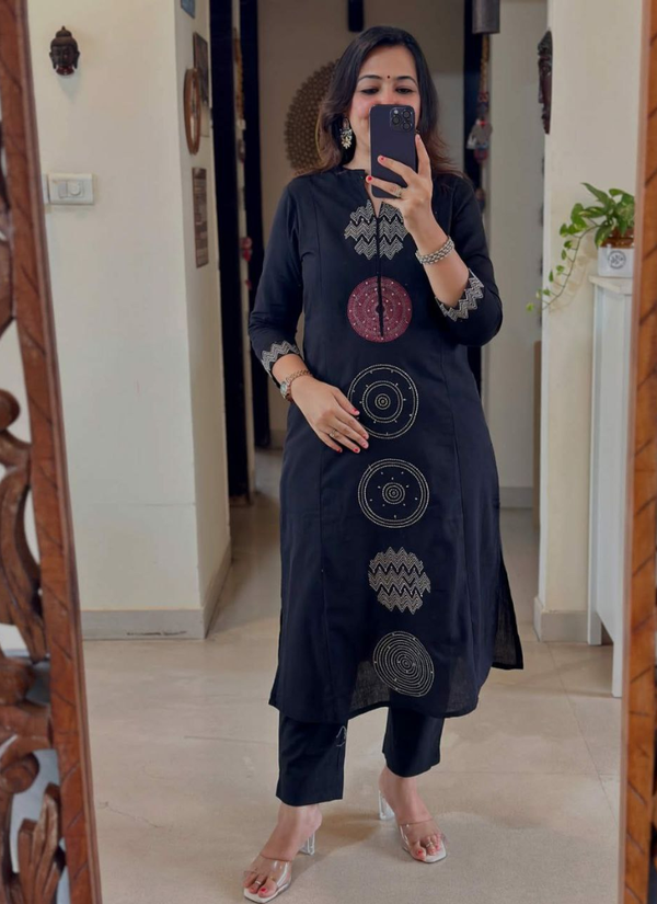 Pure Mul Cotton Punjabi Suit Set with Dupatta & Pearl Moti Mala (Sizes M–3XL) Australia