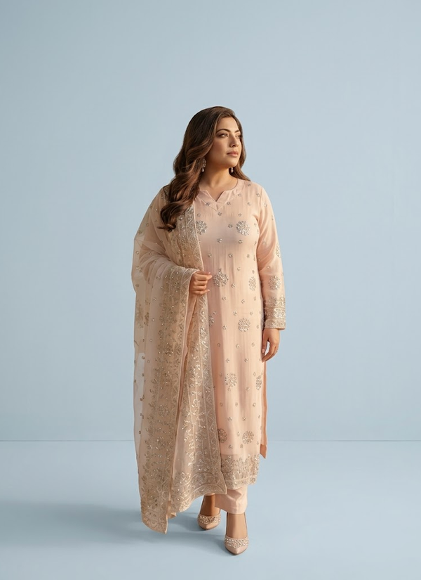 Peach salwar kameez – front view | Gleemium Fashion Australia