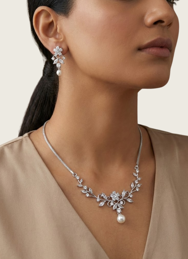 Stone Setting Necklace & Earring Set for Partywear & Bridal Looks Australia