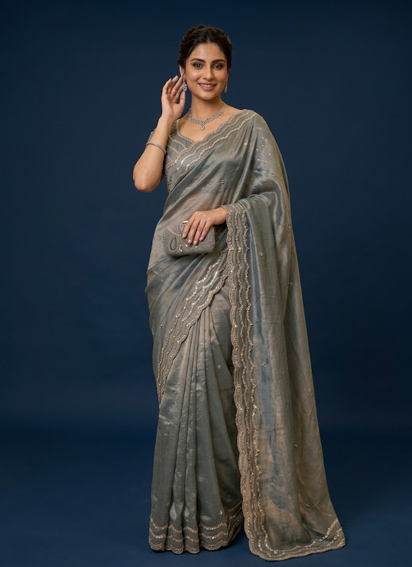 Pure Fandy Satin Silk Saree | Indian Festive Saree Online Australia