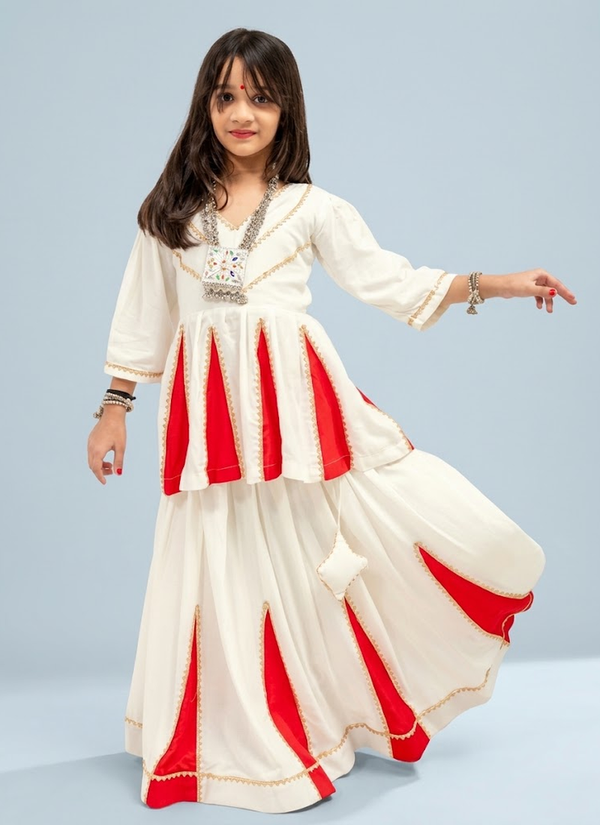 Children's Indian Outfit- Girls Navratri Rayon Cotton Lehenga Blouse Set