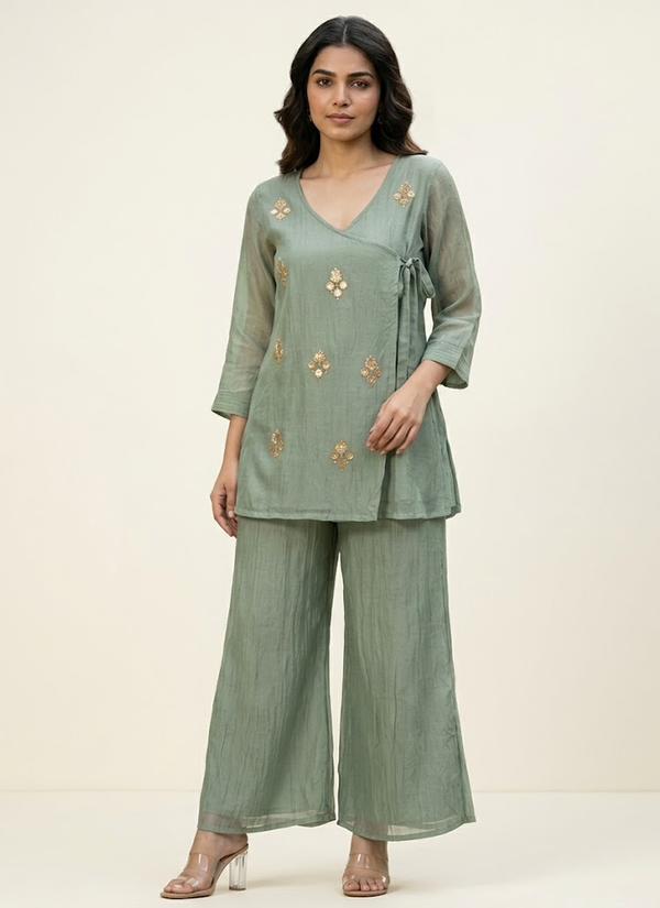 Sage Green Premium Salsa Tissue Co-ord Set – Gleemium Fashion Australia