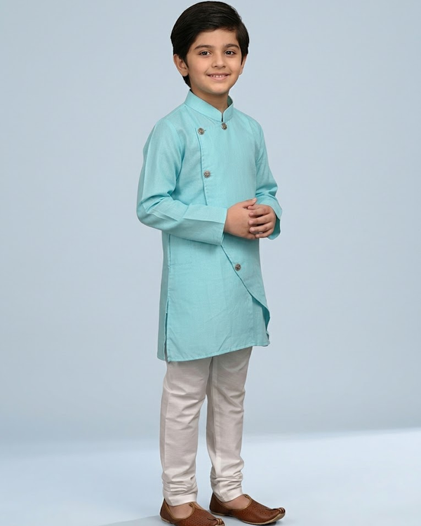 Blue kids kurta – front view | Gleemium Fashion Australia