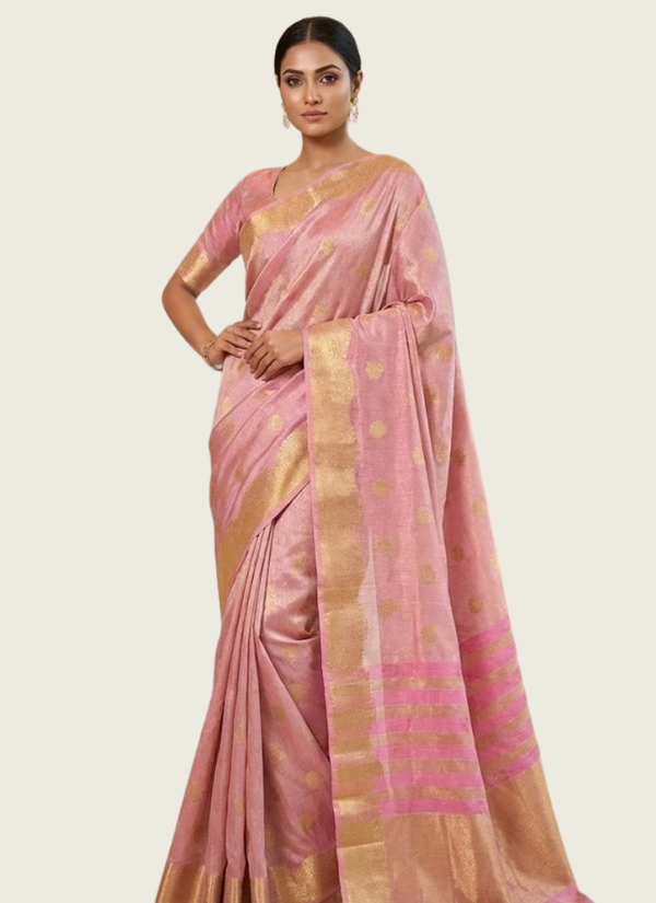 Light Pink Banarasi Tissue Silk Saree Australia