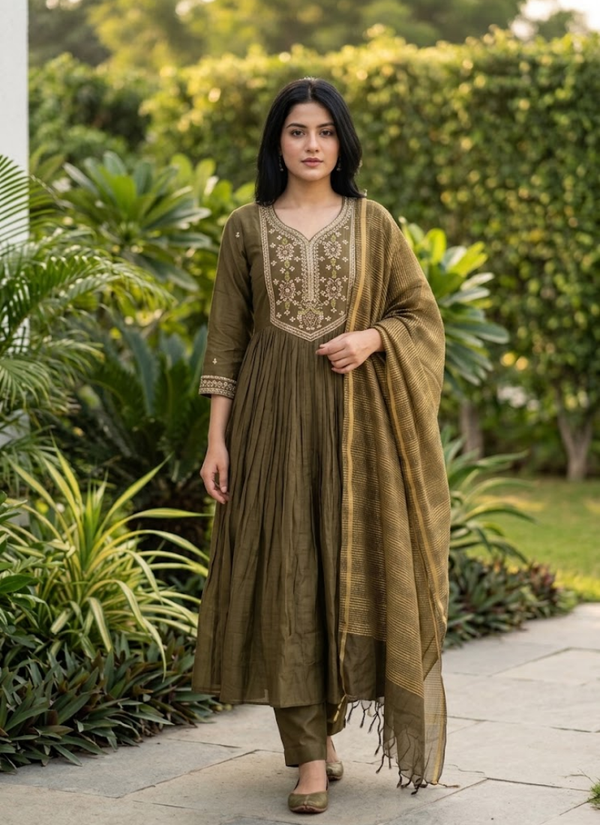 Premium Indian Chanderi Kurta Set | Mul Chanderi Traditional Dress Australia