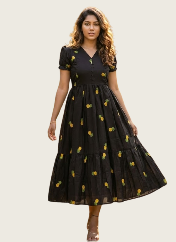 Premium Mull Cotton Anarkali Gown with Heart Embroidery Elegance Australia