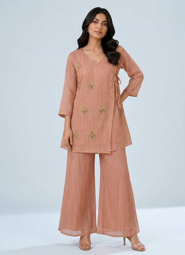 Pink tissue co-ord set – front view