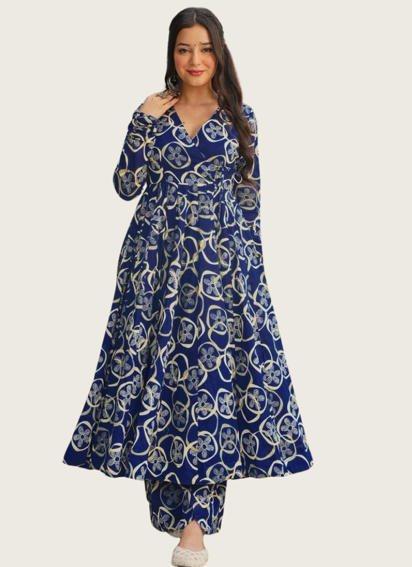 Heavy Rayon Anarkali Dress with Digital Print & Wide Flair (Sizes XS–6XL) Australia