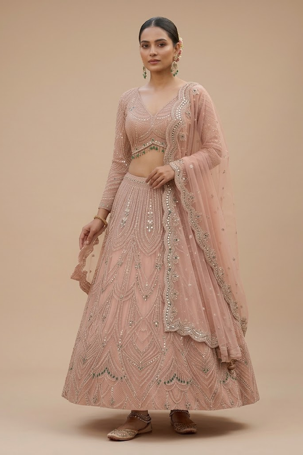 Premium Soft Net Lehenga with Sequins Work, Girls lehenga Australia