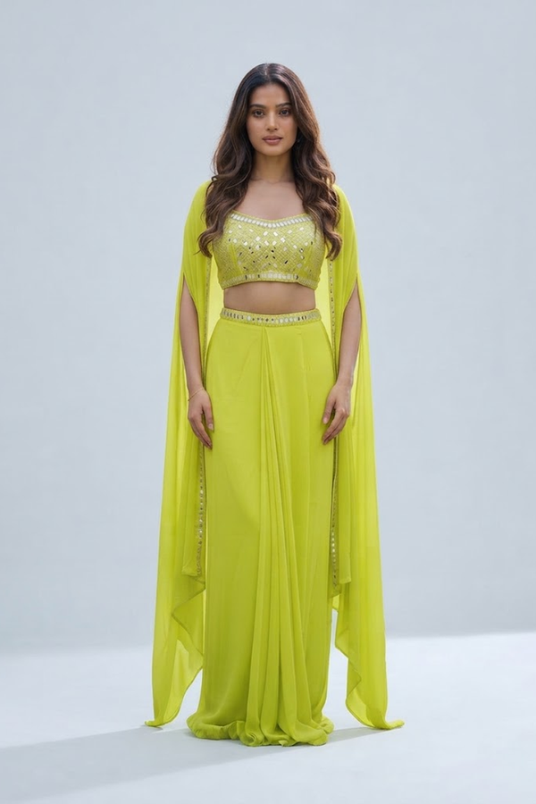 Designer Mirror Work Outfit , Indian party wear,