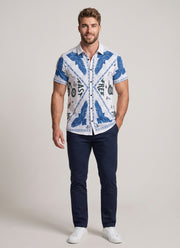 Knit Printed Shirt for Men – Half Sleeve Eagle & Floral Print Summer Shirt 3