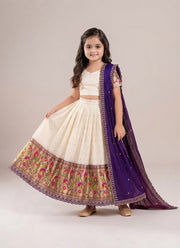 Diwali Paithani Lehenga for Kids – Parrot Zari Border & Silk Dupatta 2