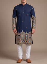 Diwali Heavy Embroidery Kurta Pajama for Men – Mughal Arch Embroidered Kurta with Churidar in 4 Colours 2