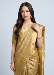 Diwali Gold Tissue Silk Saree – Jacquard Weave with Rich Pallu & Contrast Border in 4 Colours 3