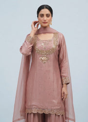 Diwali Gabana Silk Sharara Set – Sequin Handwork Kurti & Dupatta 3