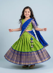 Diwali Pattu Lehenga for Girls – Zari Woven Silk with Contrast Border & Silk Dupatta 5