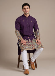 Diwali Heavy Embroidery Kurta Pajama for Men – Mughal Arch Embroidered Kurta with Churidar in 4 Colours 4