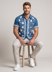 Knit Printed Shirt for Men – Half Sleeve Eagle & Floral Print Summer Shirt 8
