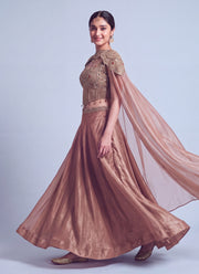Diwali Cape Lehenga Choli – Gabana Skirt with Zari Stone Work Blouse & Attached Cape 5