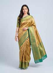 Diwali Gold Tissue Silk Saree – Jacquard Weave with Rich Pallu & Contrast Border in 4 Colours 6