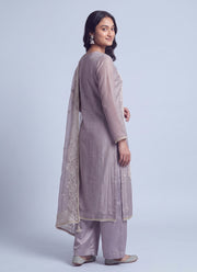 Diwali Mauve Pearl Work Salwar Suit – Tissue Silk with Handmade Moti Embroidery & Wide Pant 6