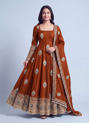 Diwali Peacock Anarkali Gown – Fendy Silk with Sequin Embroidery Dupatta & Pant 6