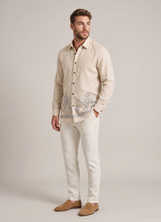 Linen Embroidered Shirt for Men – Full Sleeve Shirt with Tree & House Hem Embroidery in 3 Colours 10