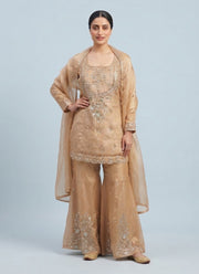 Diwali Gabana Silk Sharara Set – Sequin Handwork Kurti & Dupatta 7